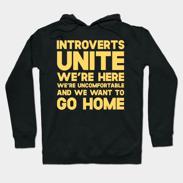 Introverts Unite We're Here We're Uncomfortable And We Want To Go Home Hoodie by SusurrationStudio